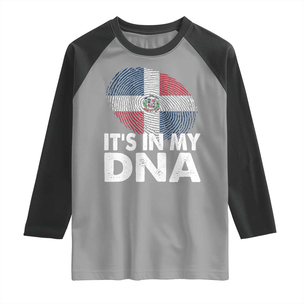 It's in My DNA Dominican Flag Raglan Shirt - Wonder Print Shop