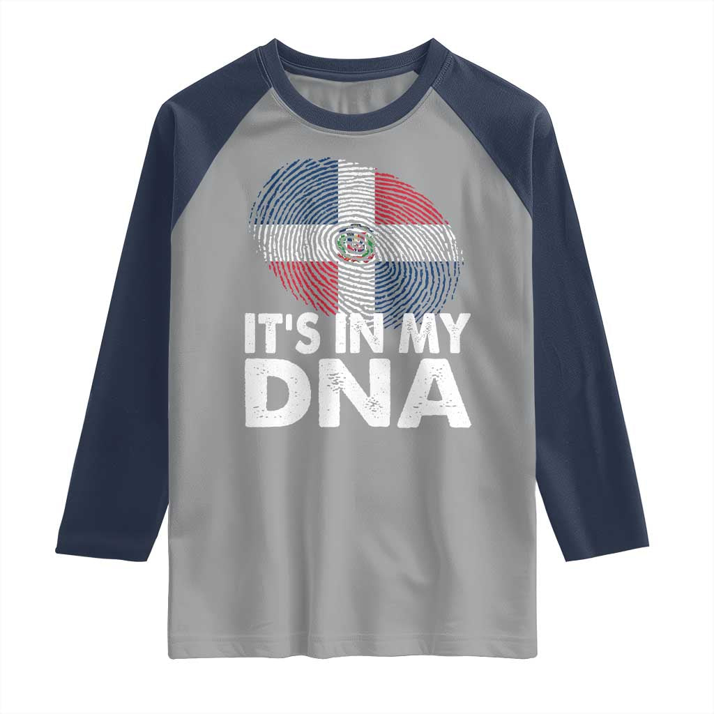 It's in My DNA Dominican Flag Raglan Shirt - Wonder Print Shop
