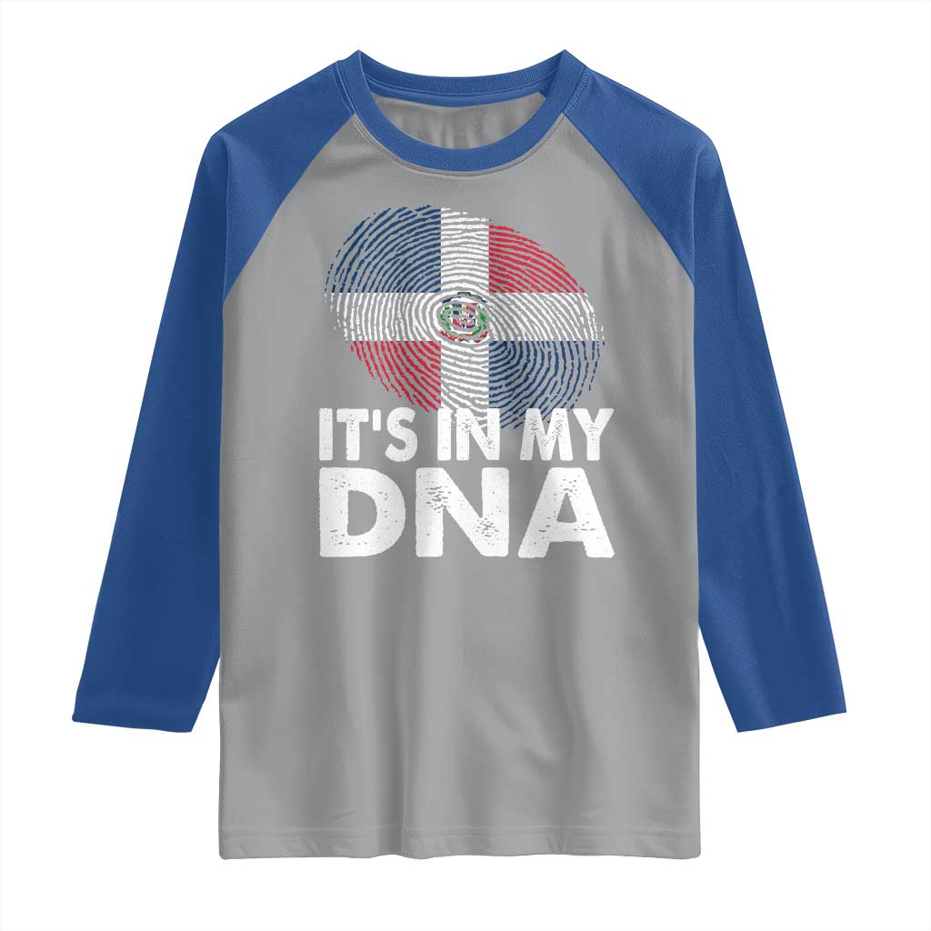 It's in My DNA Dominican Flag Raglan Shirt - Wonder Print Shop
