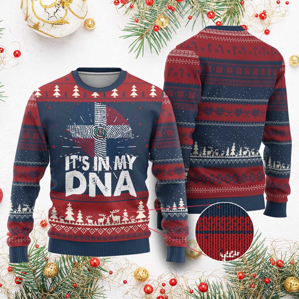 It's in My DNA Dominican Flag Knitted Sweatshirt - Wonder Print Shop
