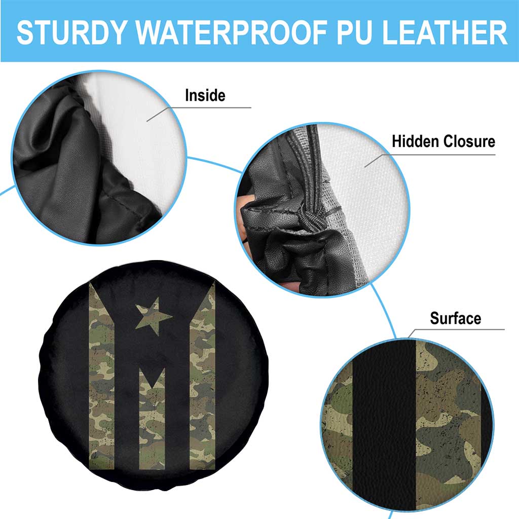 Camo Puerto Rico Flag Spare Tire Cover Hispanic Heritage Month Boricua Rican - Wonder Print Shop