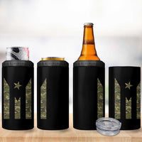 Camo Puerto Rico Flag 4 in 1 Can Cooler Tumbler Hispanic Heritage Month Boricua Rican - Wonder Print Shop
