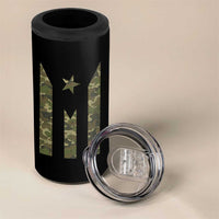 Camo Puerto Rico Flag 4 in 1 Can Cooler Tumbler Hispanic Heritage Month Boricua Rican - Wonder Print Shop