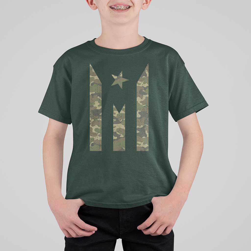 Camo Puerto Rico Flag T Shirt For Kid Hispanic Heritage Month Boricua Rican - Wonder Print Shop