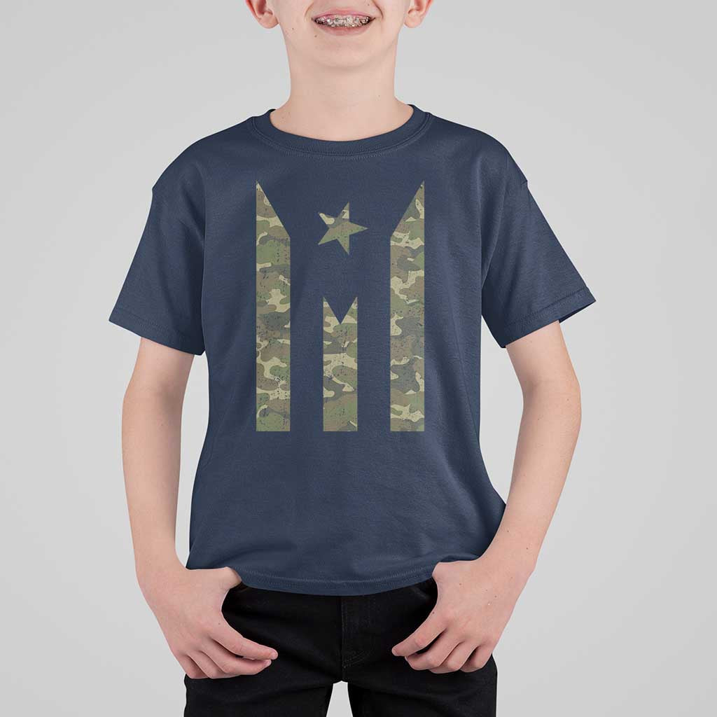Camo Puerto Rico Flag T Shirt For Kid Hispanic Heritage Month Boricua Rican - Wonder Print Shop