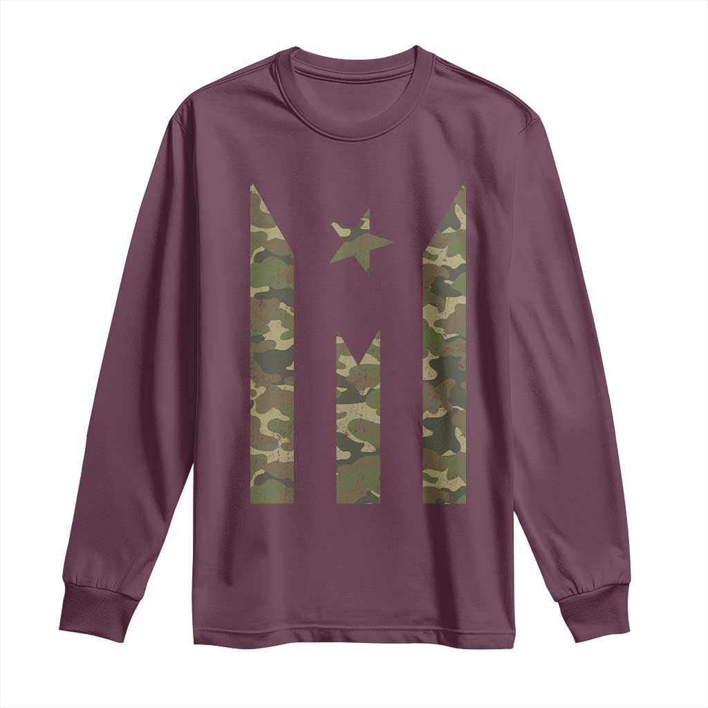 Camo Puerto Rico Flag Long Sleeve Shirt Hispanic Heritage Month Boricua Rican - Wonder Print Shop