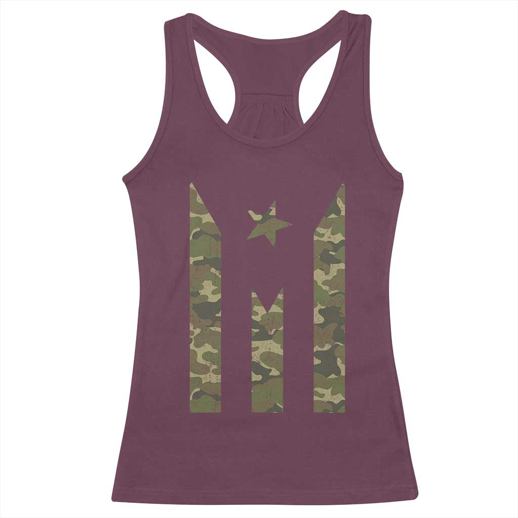 Camo Puerto Rico Flag Racerback Tank Top Hispanic Heritage Month Boricua Rican - Wonder Print Shop