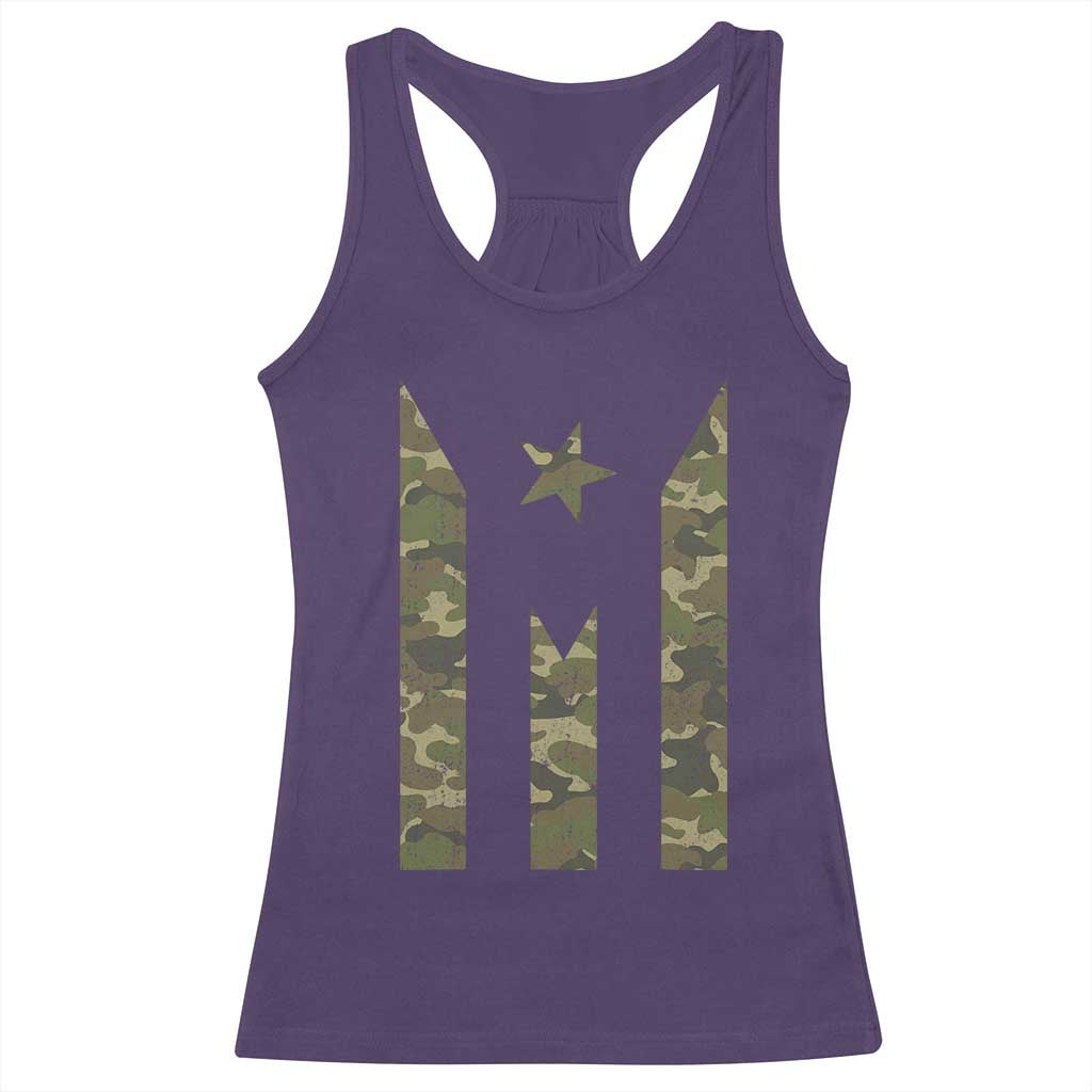 Camo Puerto Rico Flag Racerback Tank Top Hispanic Heritage Month Boricua Rican - Wonder Print Shop