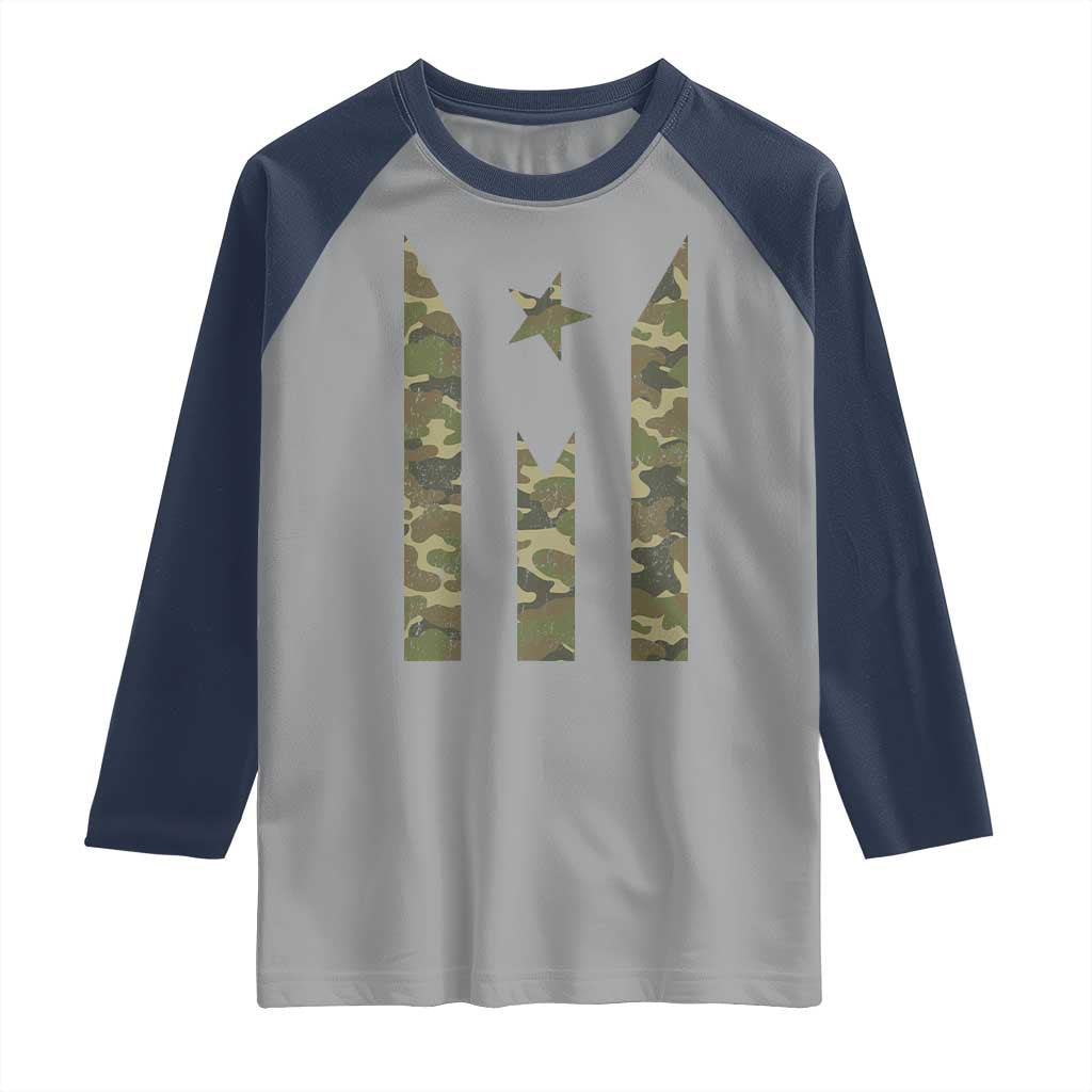 Camo Puerto Rico Flag Raglan Shirt Hispanic Heritage Month Boricua Rican - Wonder Print Shop