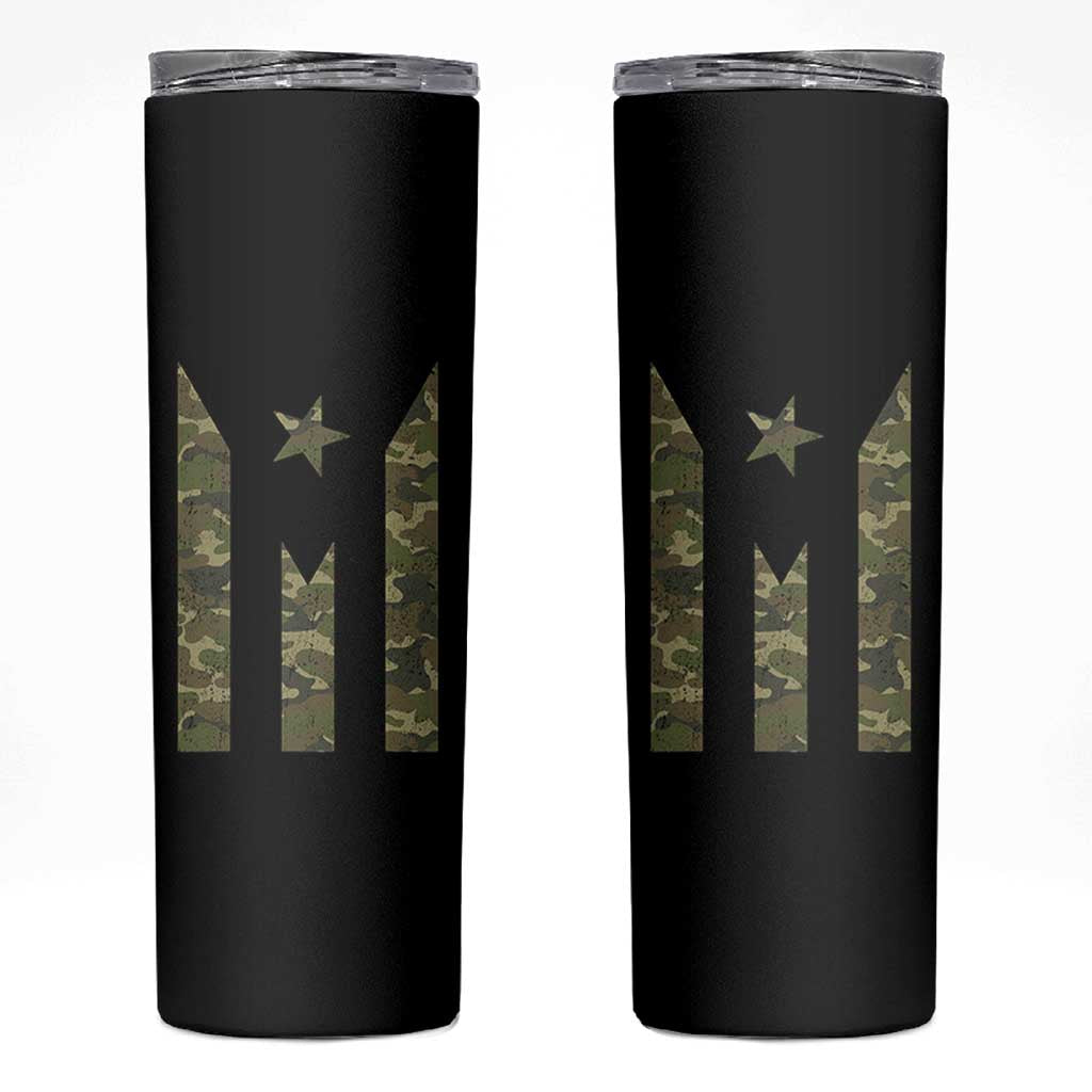 Camo Puerto Rico Flag Skinny Tumbler Hispanic Heritage Month Boricua Rican - Wonder Print Shop