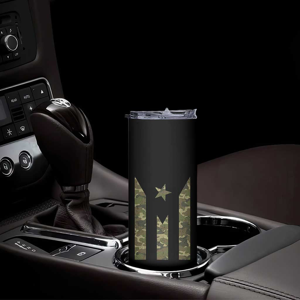 Camo Puerto Rico Flag Skinny Tumbler Hispanic Heritage Month Boricua Rican - Wonder Print Shop