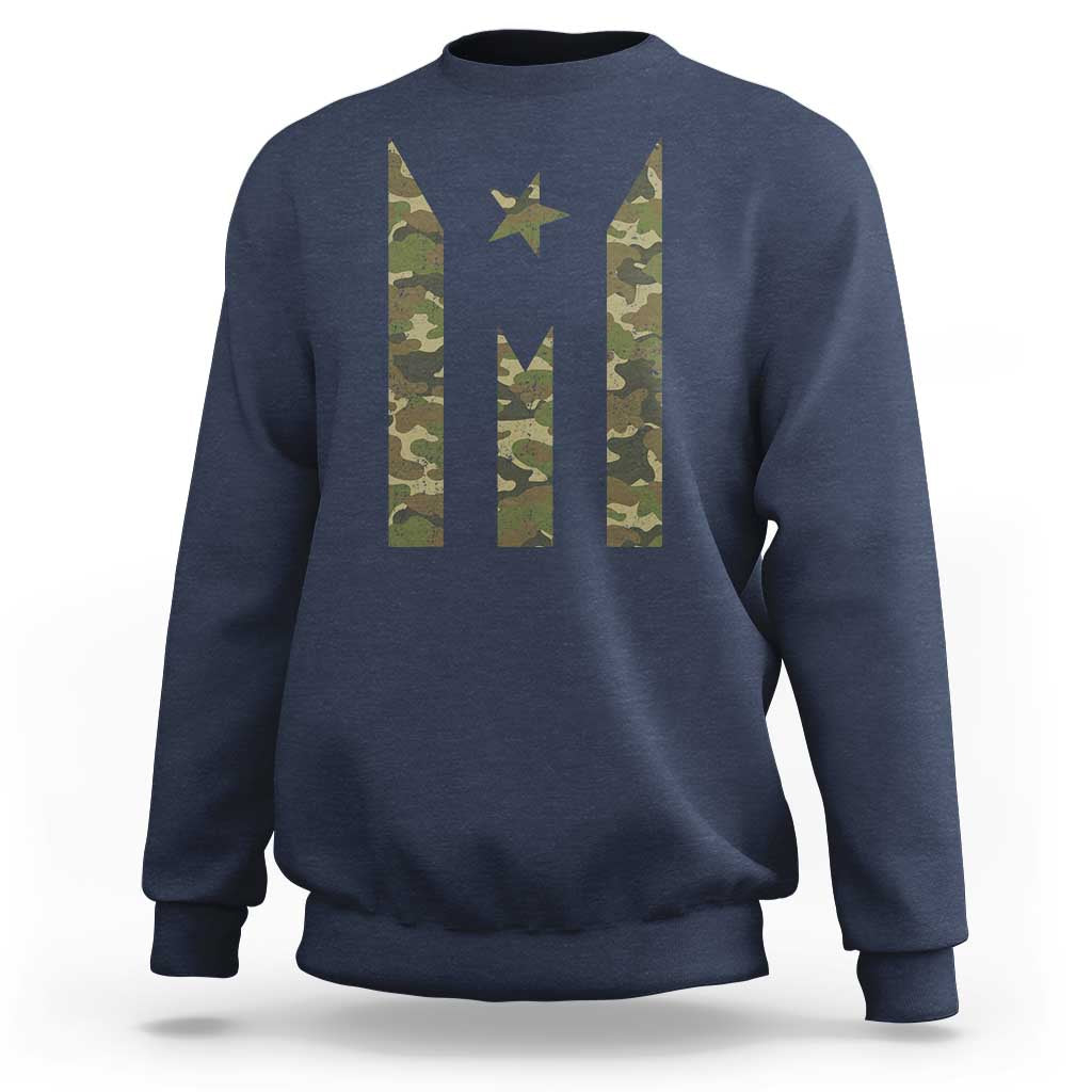 Camo Puerto Rico Flag Sweatshirt Hispanic Heritage Month Boricua Rican - Wonder Print Shop