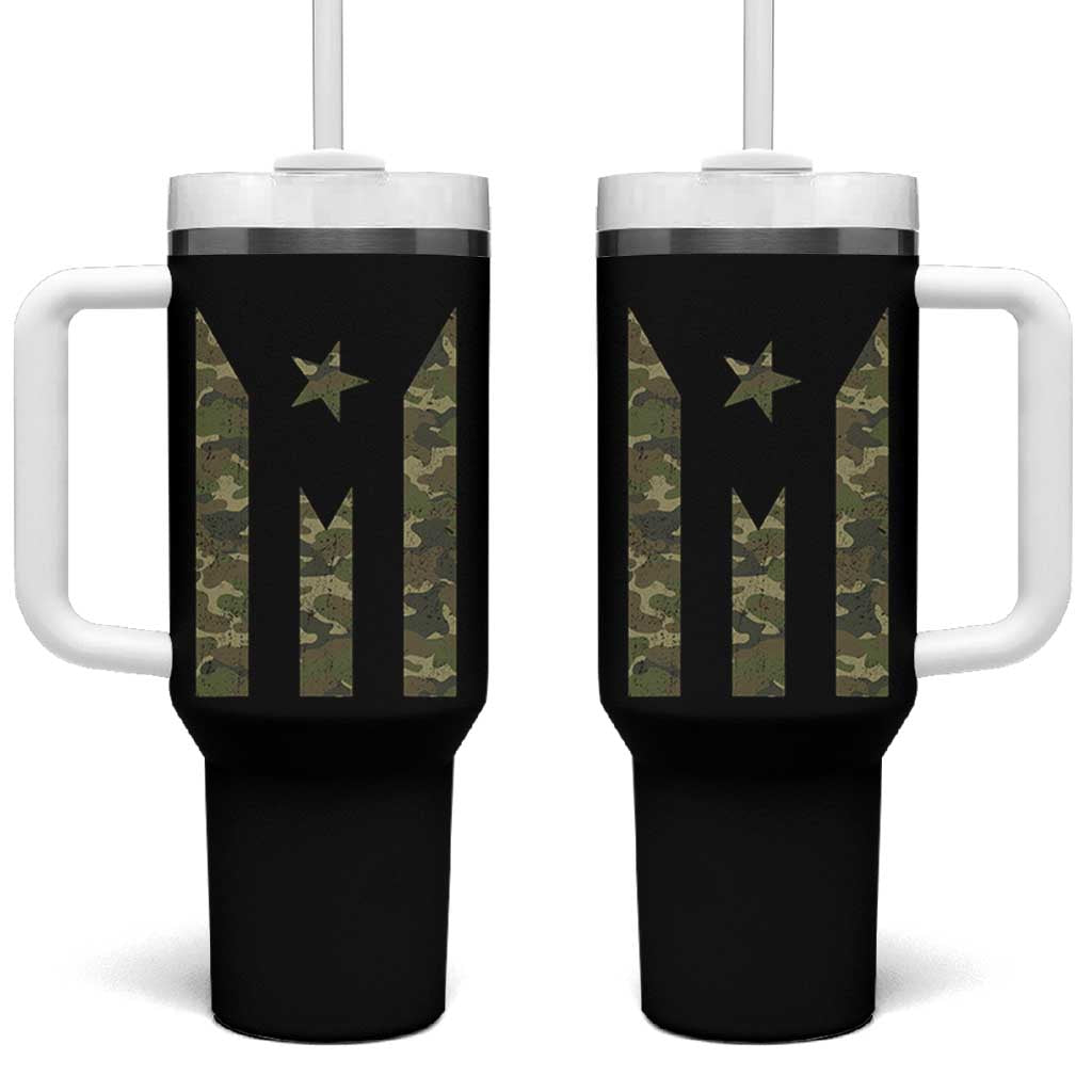Camo Puerto Rico Flag Tumbler With Handle Hispanic Heritage Month Boricua Rican - Wonder Print Shop