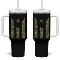 Camo Puerto Rico Flag Tumbler With Handle Hispanic Heritage Month Boricua Rican - Wonder Print Shop