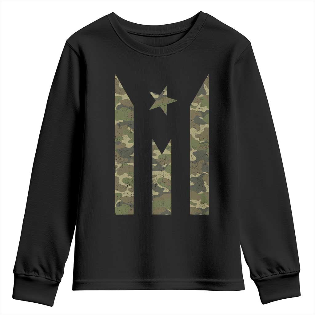 Camo Puerto Rico Flag Youth Sweatshirt Hispanic Heritage Month Boricua Rican - Wonder Print Shop