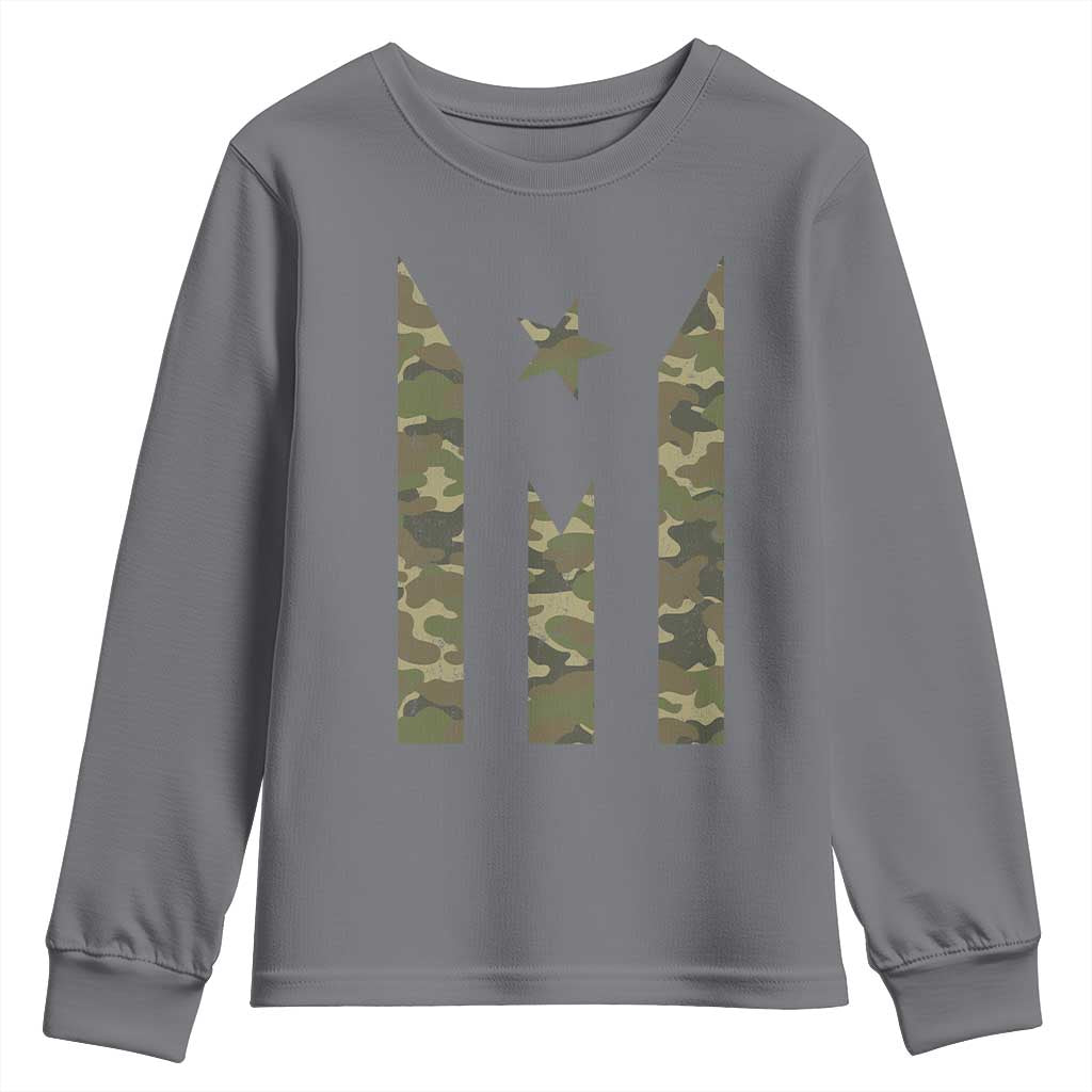 Camo Puerto Rico Flag Youth Sweatshirt Hispanic Heritage Month Boricua Rican - Wonder Print Shop