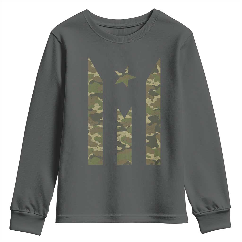 Camo Puerto Rico Flag Youth Sweatshirt Hispanic Heritage Month Boricua Rican - Wonder Print Shop