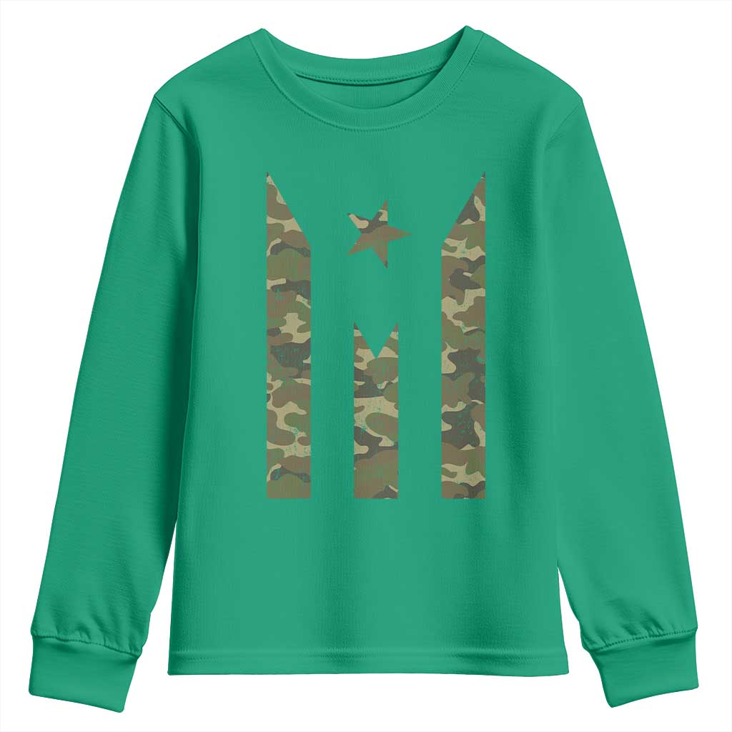 Camo Puerto Rico Flag Youth Sweatshirt Hispanic Heritage Month Boricua Rican - Wonder Print Shop