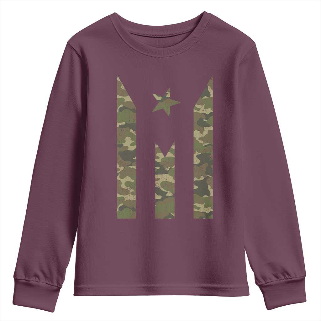 Camo Puerto Rico Flag Youth Sweatshirt Hispanic Heritage Month Boricua Rican - Wonder Print Shop