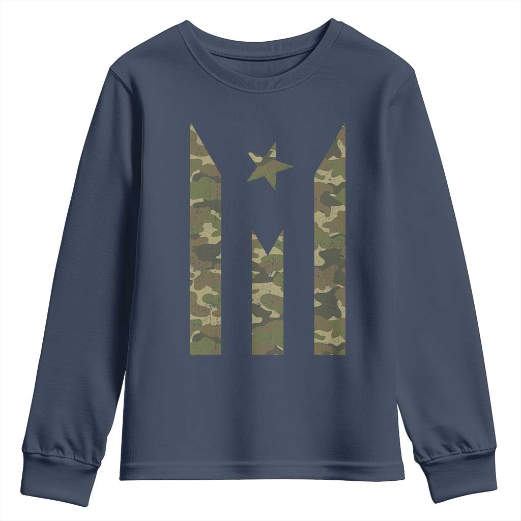 Camo Puerto Rico Flag Youth Sweatshirt Hispanic Heritage Month Boricua Rican - Wonder Print Shop