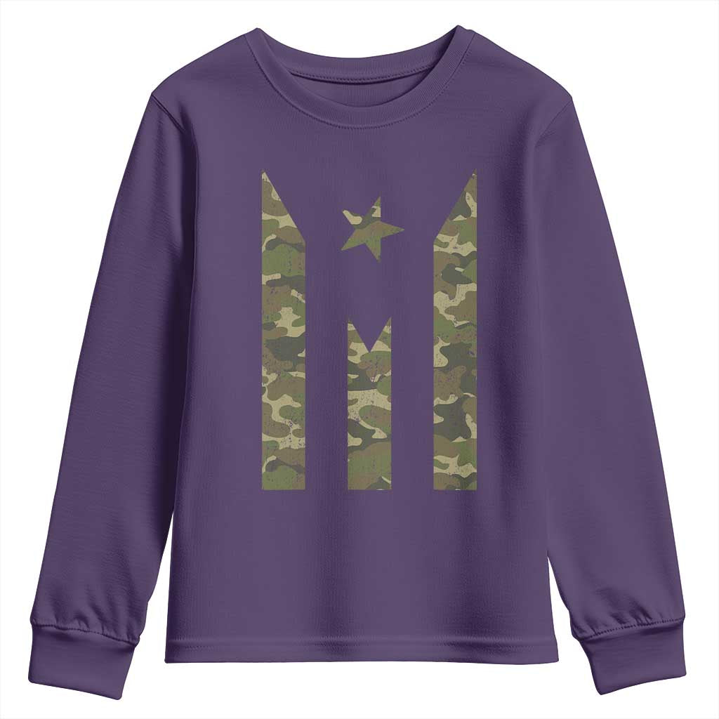 Camo Puerto Rico Flag Youth Sweatshirt Hispanic Heritage Month Boricua Rican - Wonder Print Shop