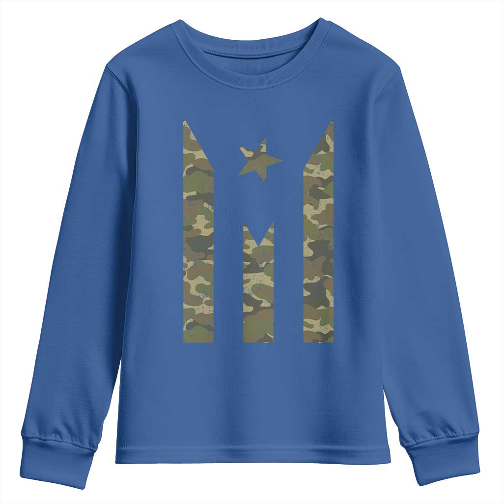 Camo Puerto Rico Flag Youth Sweatshirt Hispanic Heritage Month Boricua Rican - Wonder Print Shop