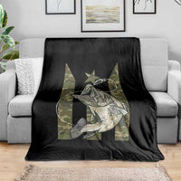 Fishing Puerto Rico Flag Throw Blanket Bass Fish Fisherman Camo Camouflage US Flag - Wonder Print Shop