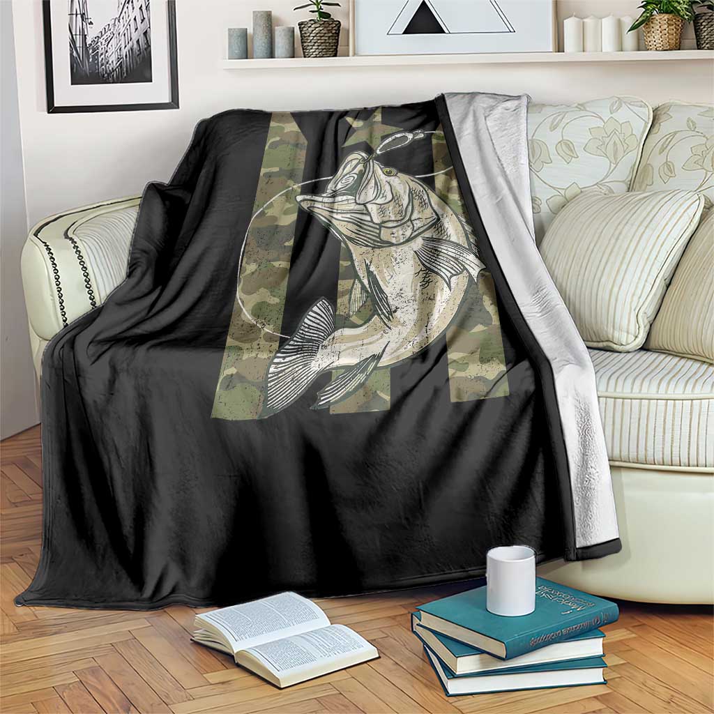Fishing Puerto Rico Flag Throw Blanket Bass Fish Fisherman Camo Camouflage US Flag - Wonder Print Shop