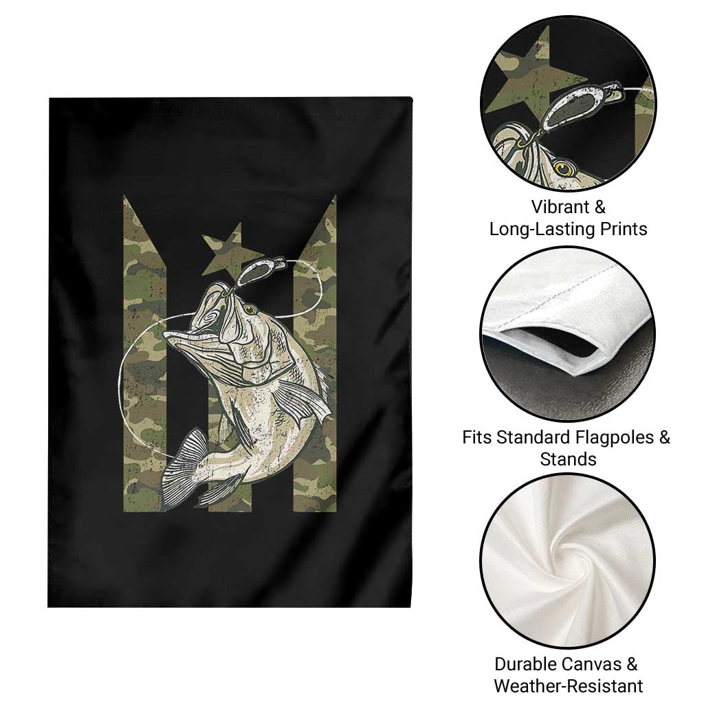Fishing Puerto Rico Flag Garden Flag Bass Fish Fisherman Camo Camouflage US Flag - Wonder Print Shop