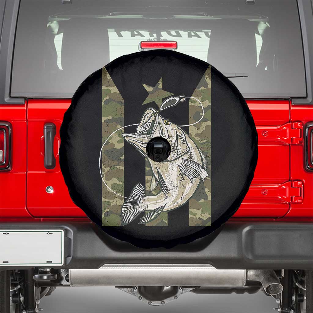 Fishing Puerto Rico Flag Spare Tire Cover Bass Fish Fisherman Camo Camouflage US Flag - Wonder Print Shop