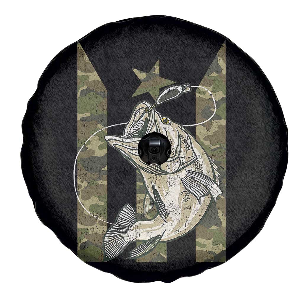 Fishing Puerto Rico Flag Spare Tire Cover Bass Fish Fisherman Camo Camouflage US Flag - Wonder Print Shop