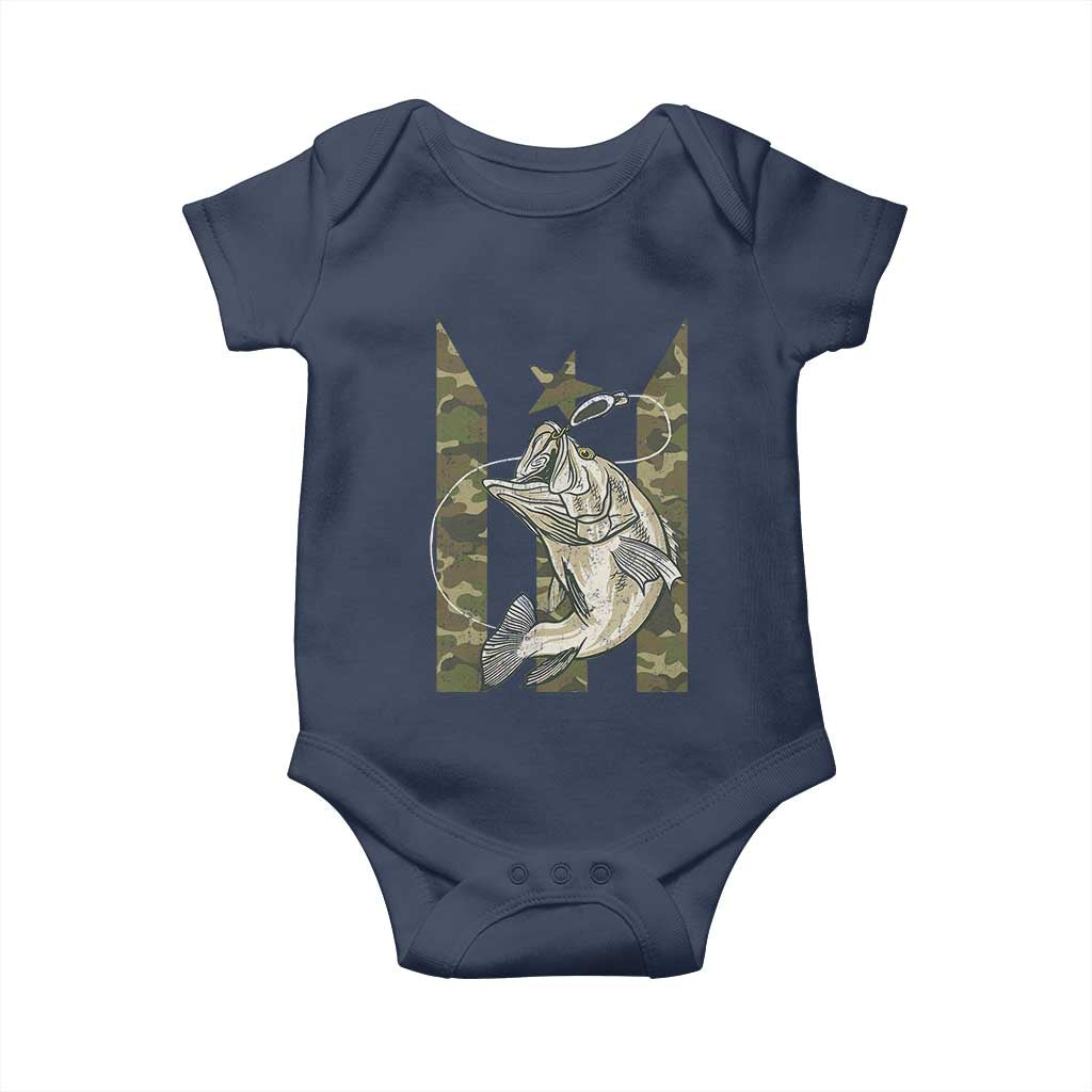 Fishing Puerto Rico Flag Baby Onesie Bass Fish Fisherman Camo Camouflage US Flag - Wonder Print Shop