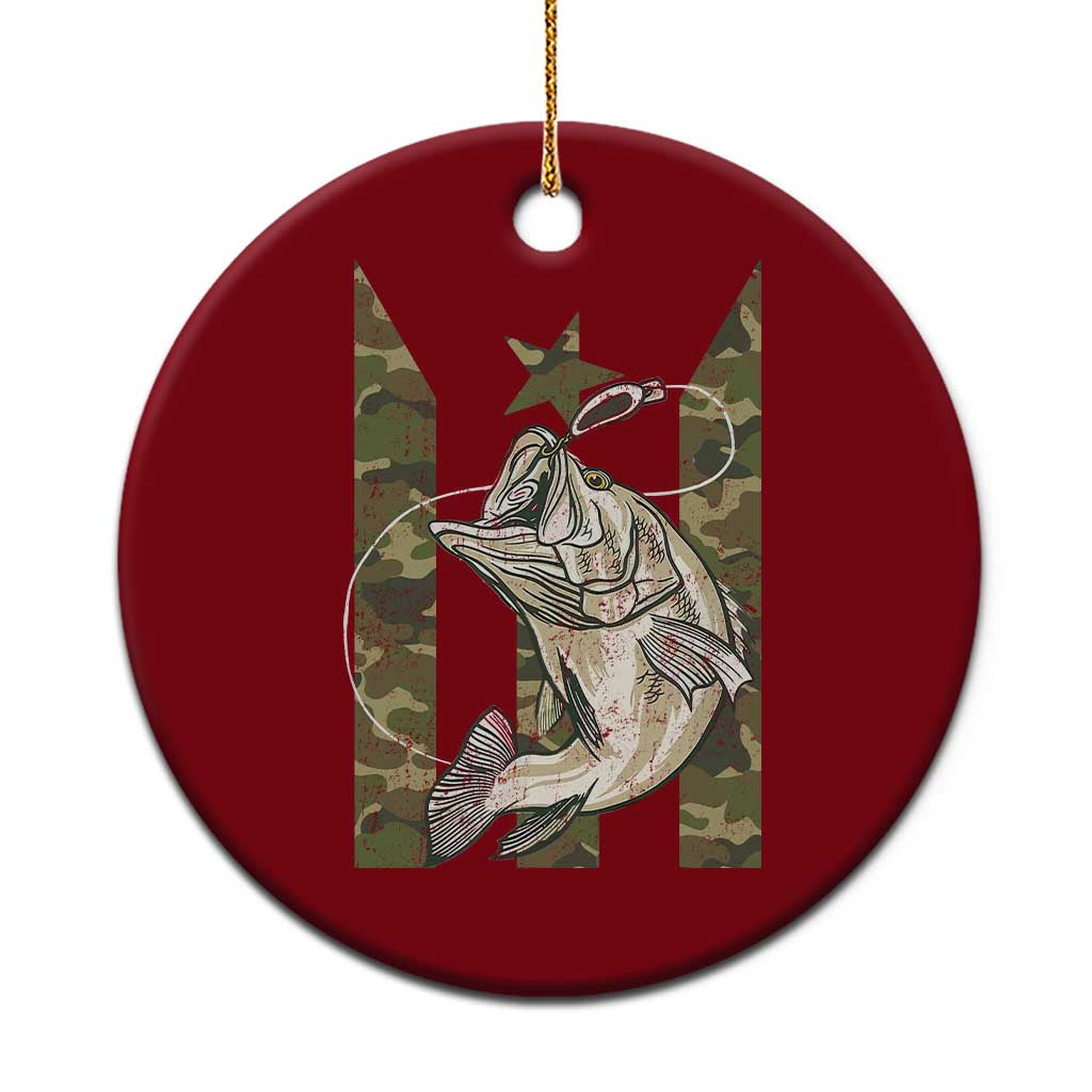 Fishing Puerto Rico Flag Ceramic Ornament Bass Fish Fisherman Camo Camouflage US Flag - Wonder Print Shop