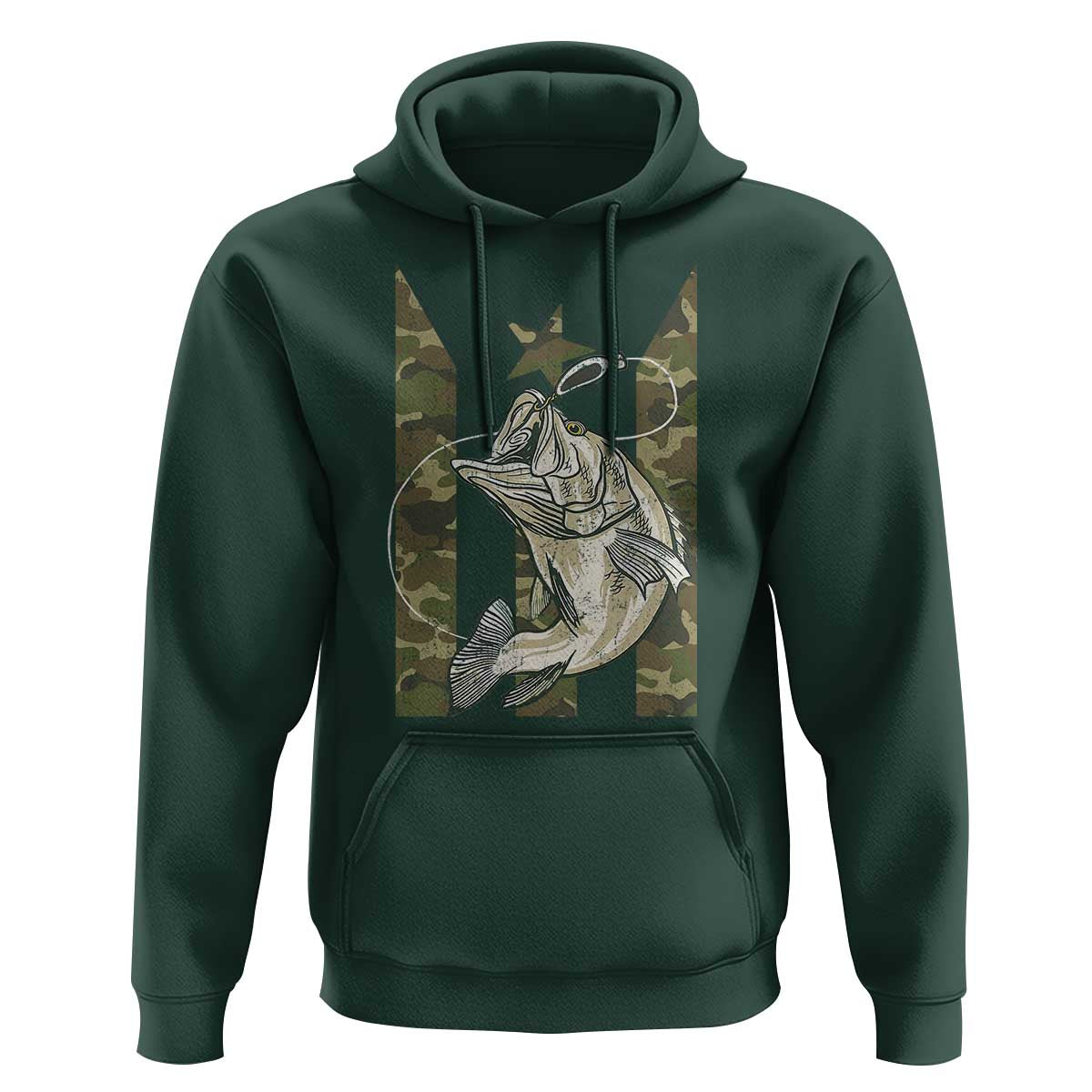 Fishing Puerto Rico Flag Hoodie Bass Fish Fisherman Camo Camouflage US Flag - Wonder Print Shop