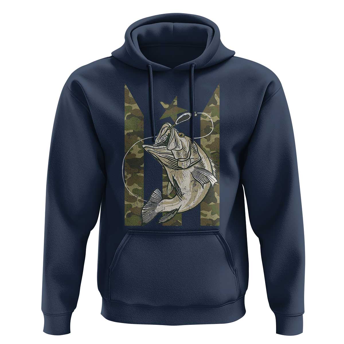 Fishing Puerto Rico Flag Hoodie Bass Fish Fisherman Camo Camouflage US Flag - Wonder Print Shop
