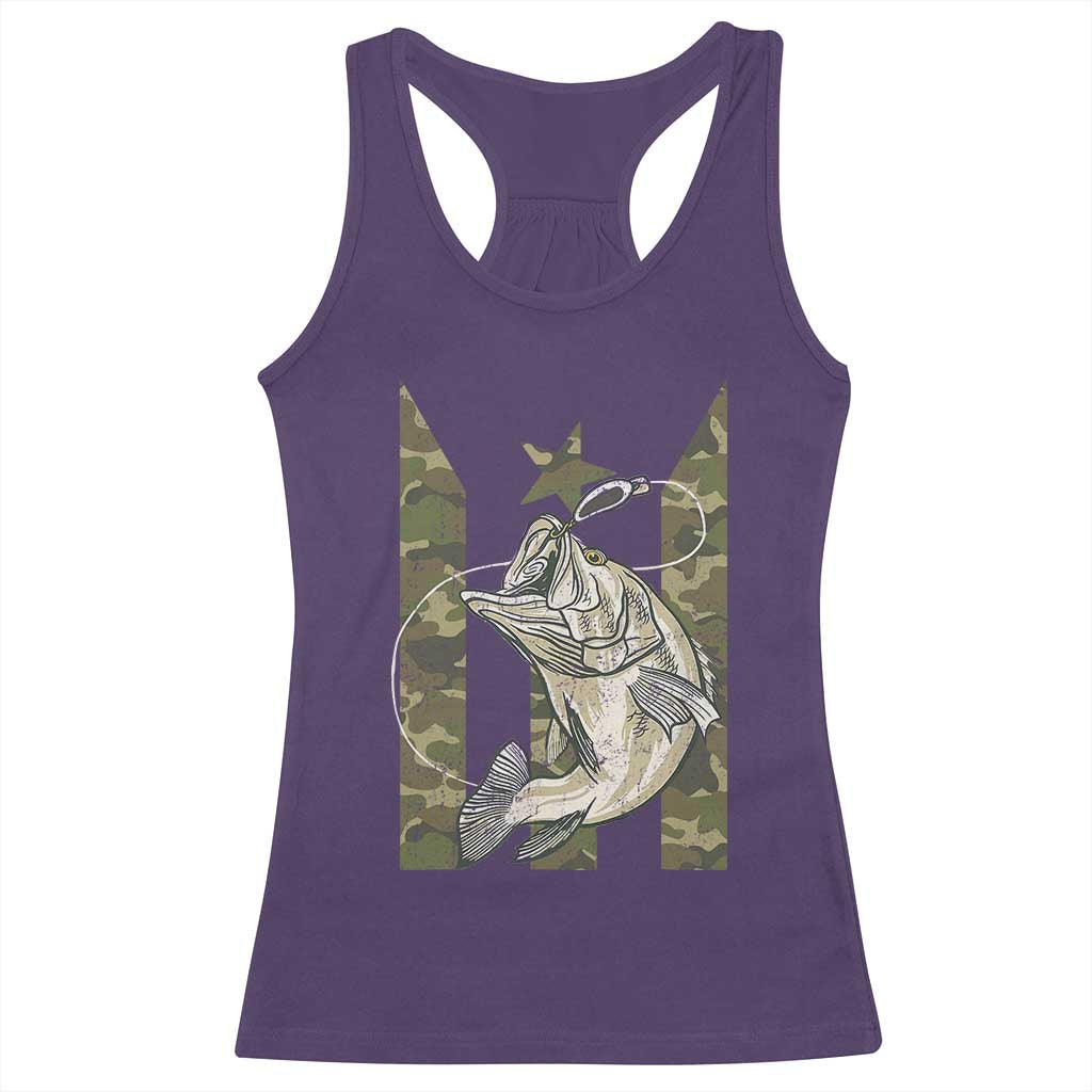 Fishing Puerto Rico Flag Racerback Tank Top Bass Fish Fisherman Camo Camouflage US Flag - Wonder Print Shop