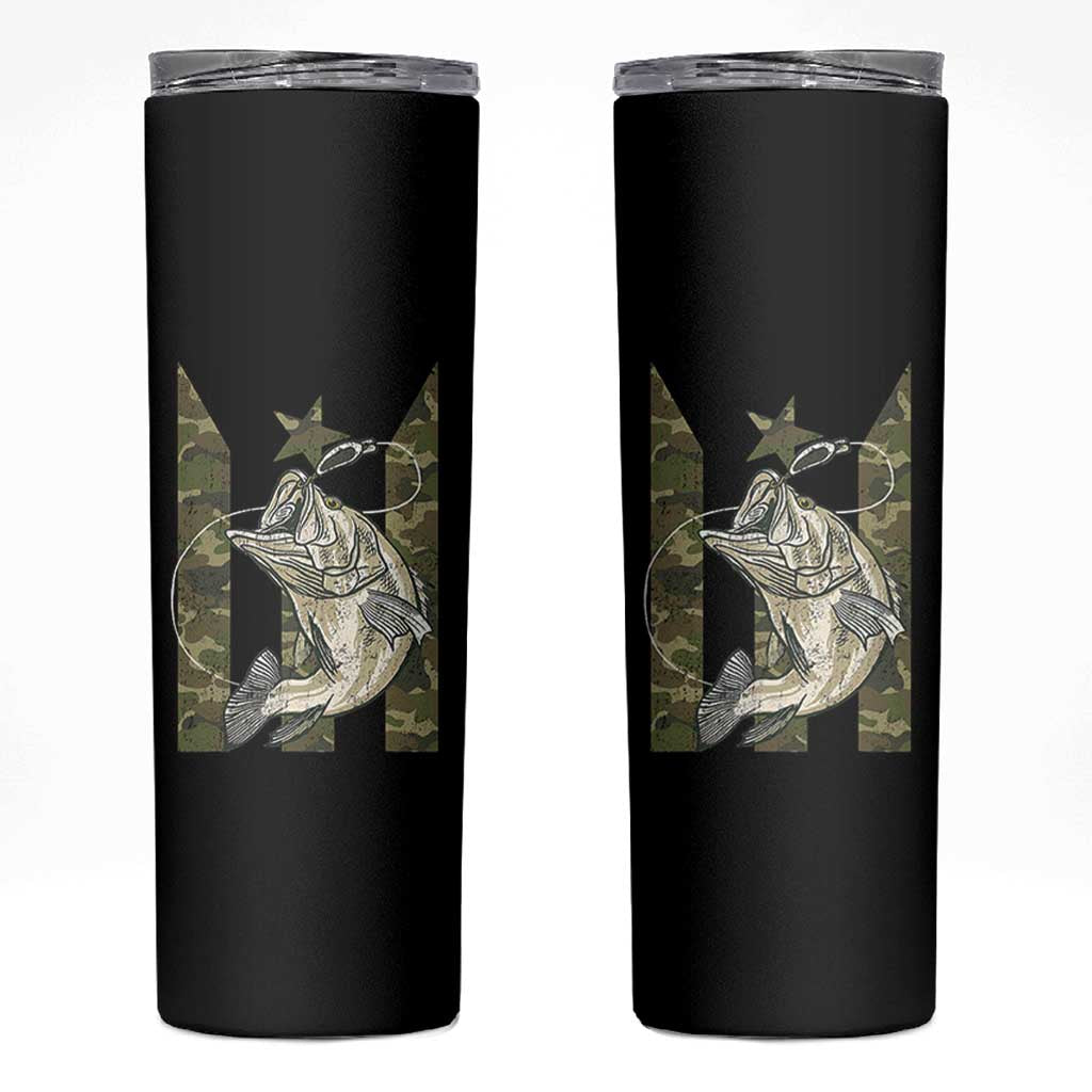 Fishing Puerto Rico Flag Skinny Tumbler Bass Fish Fisherman Camo Camouflage US Flag - Wonder Print Shop