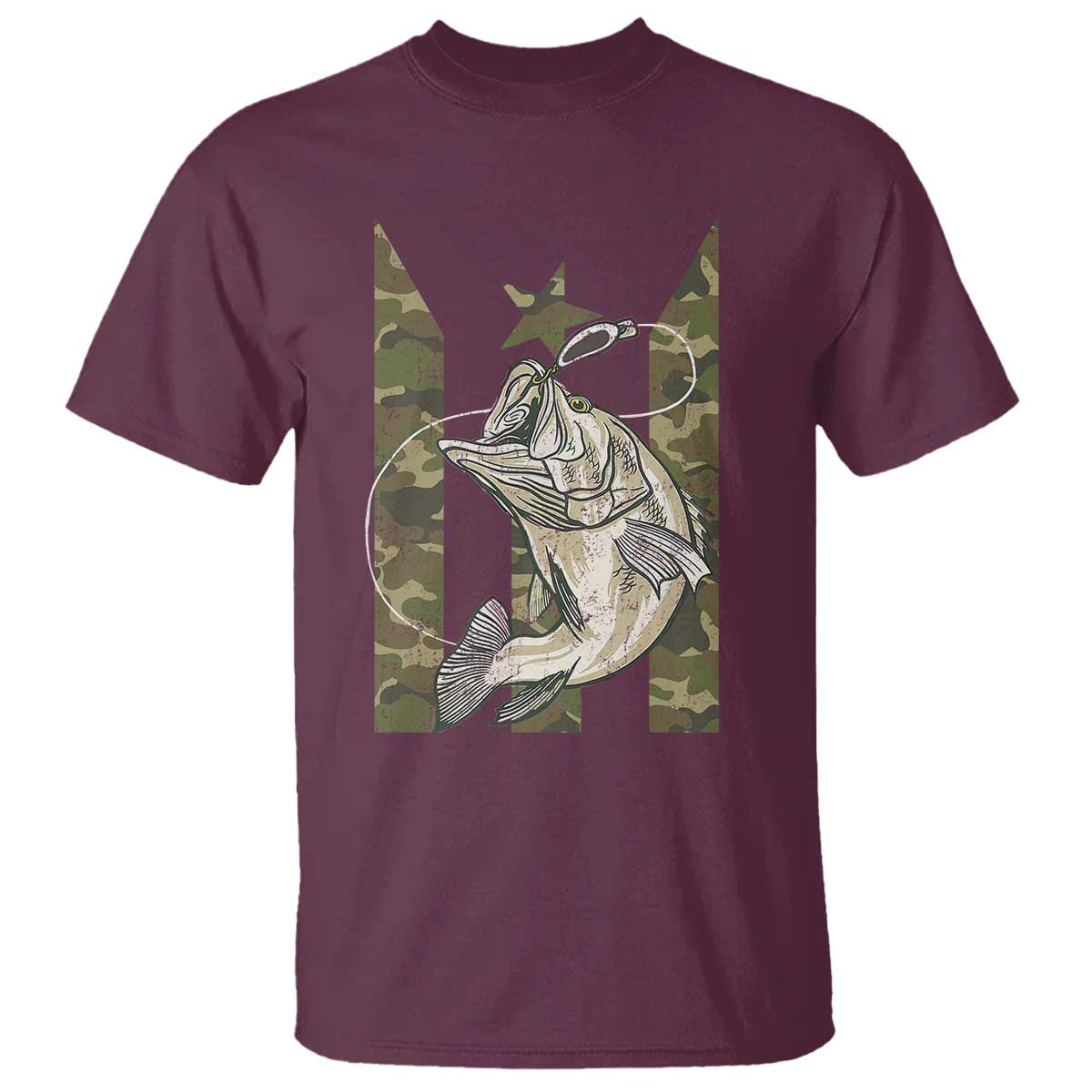 Fishing Puerto Rico Flag T Shirt Bass Fish Fisherman Camo Camouflage US Flag - Wonder Print Shop