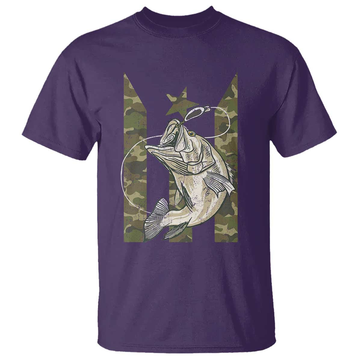 Fishing Puerto Rico Flag T Shirt Bass Fish Fisherman Camo Camouflage US Flag - Wonder Print Shop