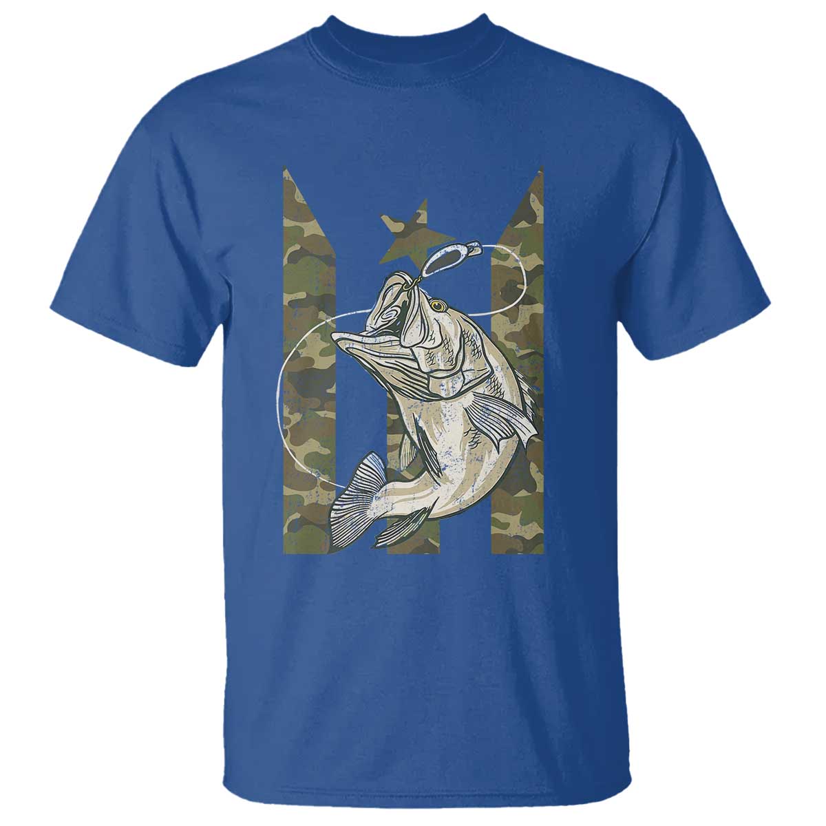 Fishing Puerto Rico Flag T Shirt Bass Fish Fisherman Camo Camouflage US Flag - Wonder Print Shop