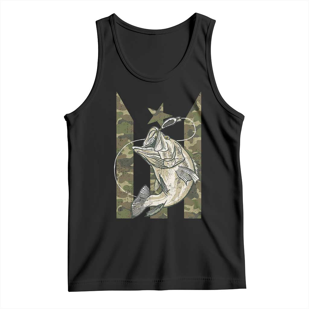 Fishing Puerto Rico Flag Tank Top Bass Fish Fisherman Camo Camouflage US Flag - Wonder Print Shop