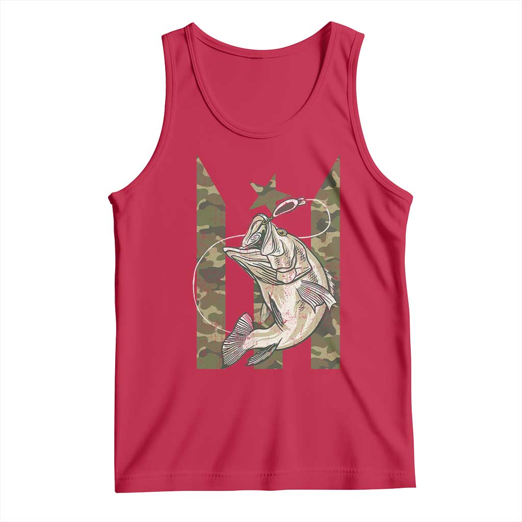 Fishing Puerto Rico Flag Tank Top Bass Fish Fisherman Camo Camouflage US Flag - Wonder Print Shop