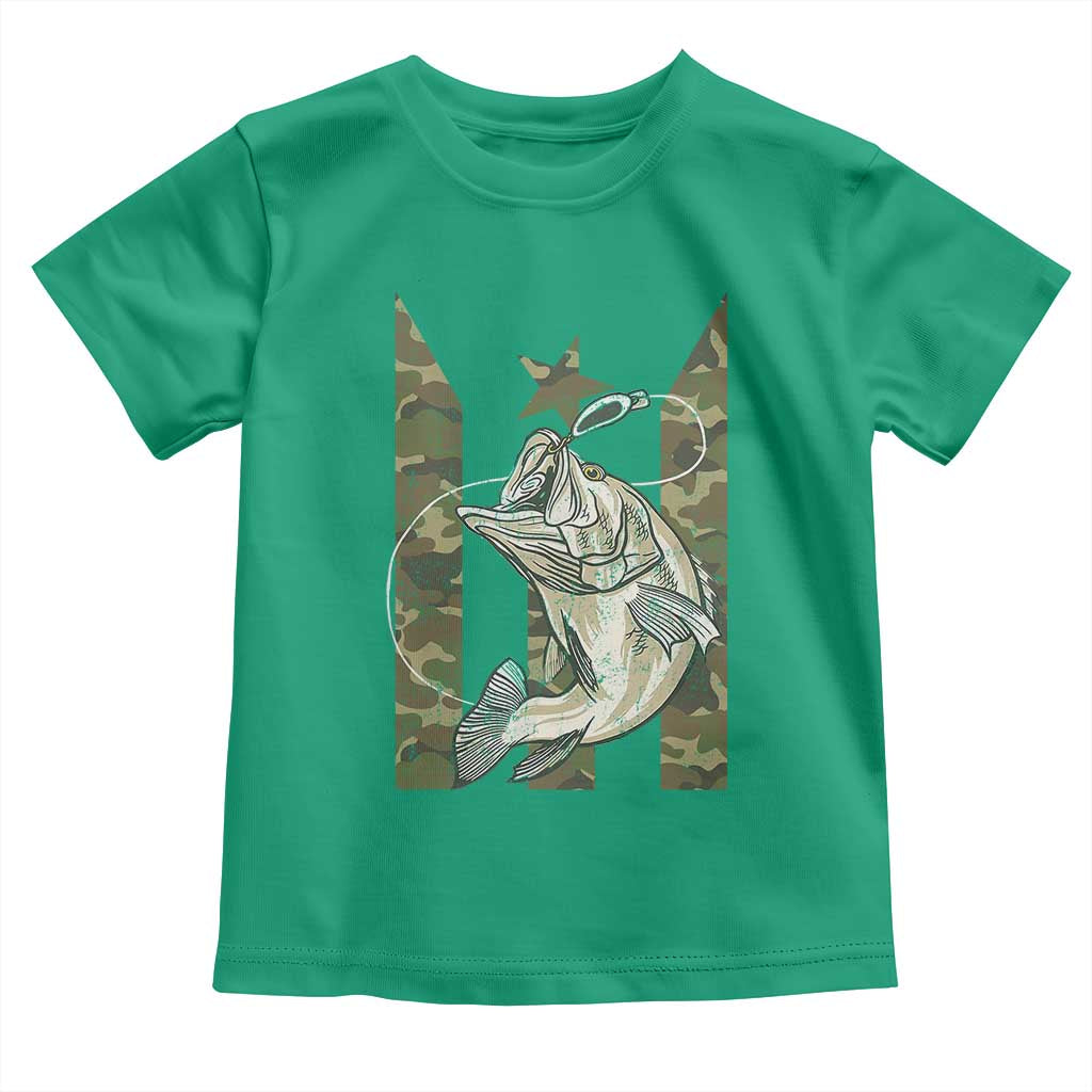 Fishing Puerto Rico Flag Toddler T Shirt Bass Fish Fisherman Camo Camouflage US Flag - Wonder Print Shop