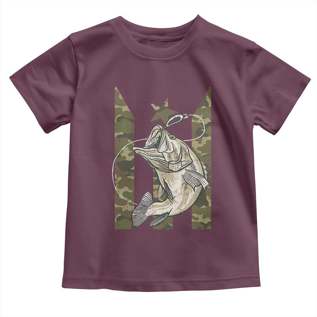 Fishing Puerto Rico Flag Toddler T Shirt Bass Fish Fisherman Camo Camouflage US Flag - Wonder Print Shop