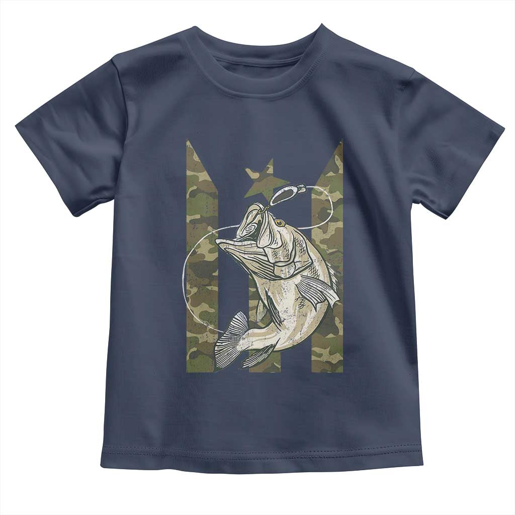 Fishing Puerto Rico Flag Toddler T Shirt Bass Fish Fisherman Camo Camouflage US Flag - Wonder Print Shop