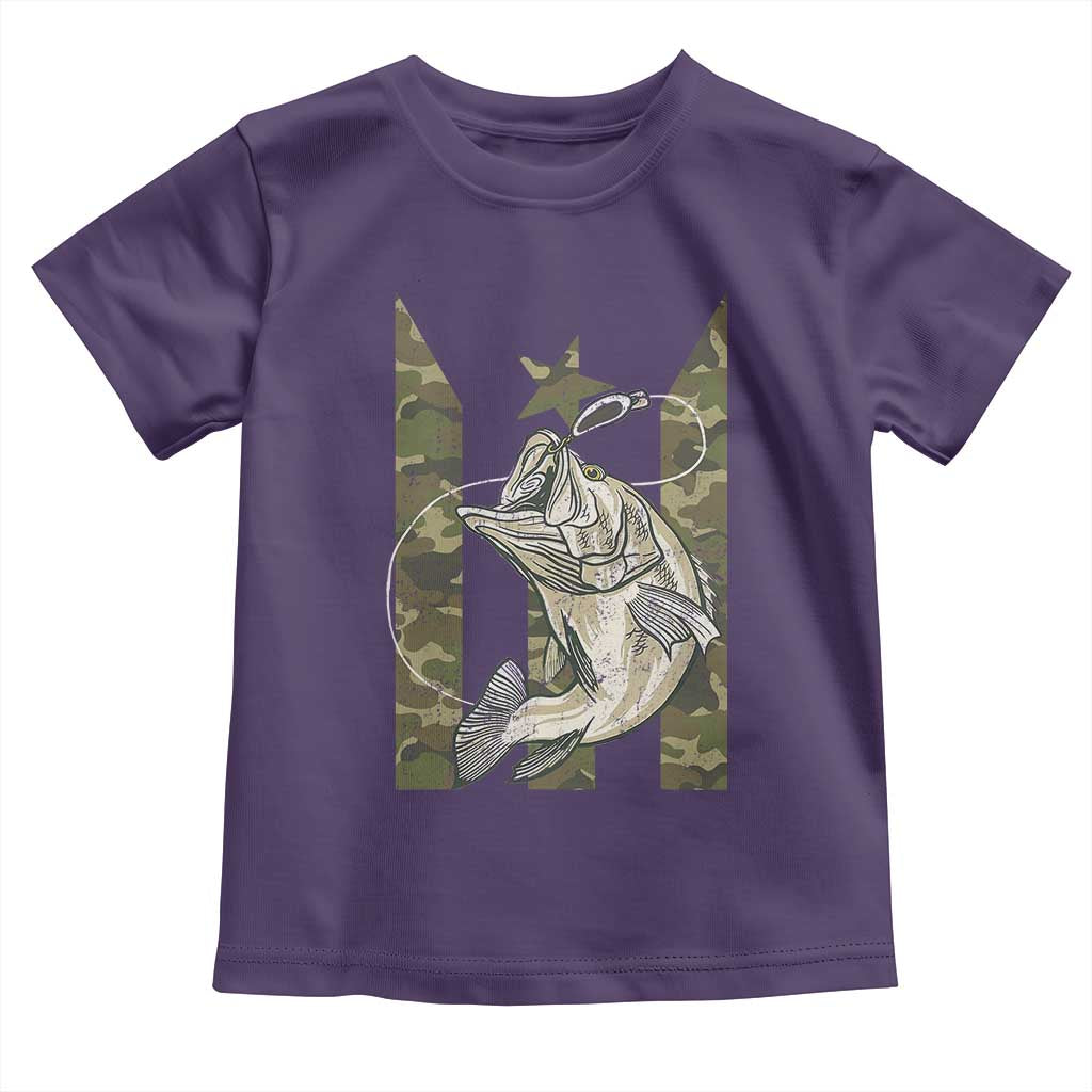 Fishing Puerto Rico Flag Toddler T Shirt Bass Fish Fisherman Camo Camouflage US Flag - Wonder Print Shop