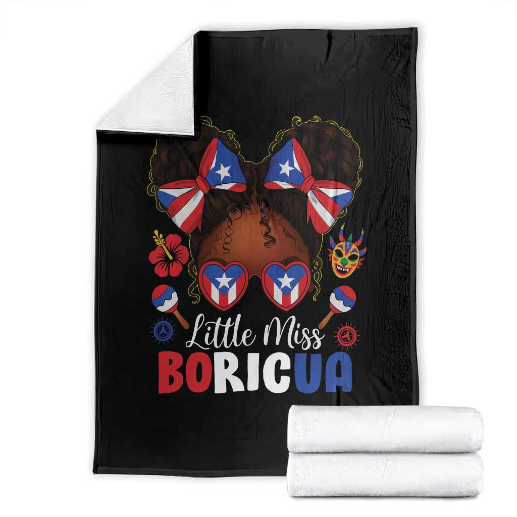 Little Miss Boricua Throw Blanket Puerto Rican Afro Messy Bun Girls Kids - Wonder Print Shop