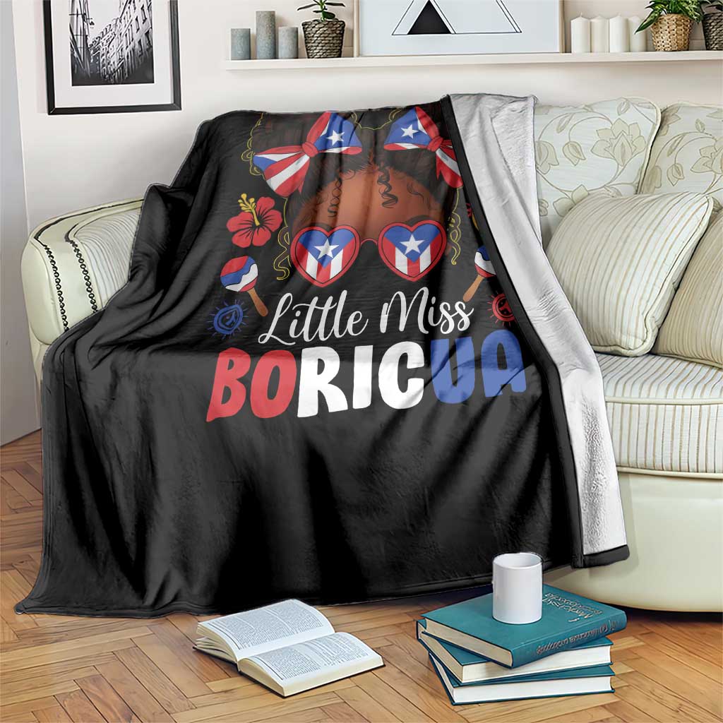 Little Miss Boricua Throw Blanket Puerto Rican Afro Messy Bun Girls Kids - Wonder Print Shop