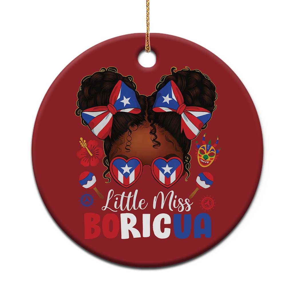 Little Miss Boricua Christmas Ornament Puerto Rican Afro Messy Bun Girls Kids - Wonder Print Shop