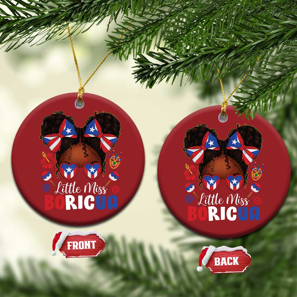 Little Miss Boricua Christmas Ornament Puerto Rican Afro Messy Bun Girls Kids - Wonder Print Shop